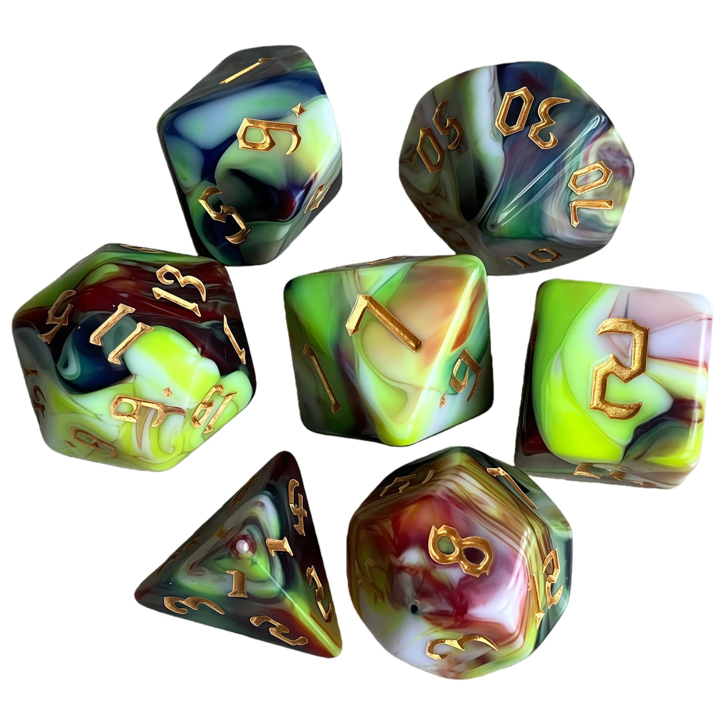 Acrylic Dice Quad-Tone Polyhedral DnD D&D Dice Set