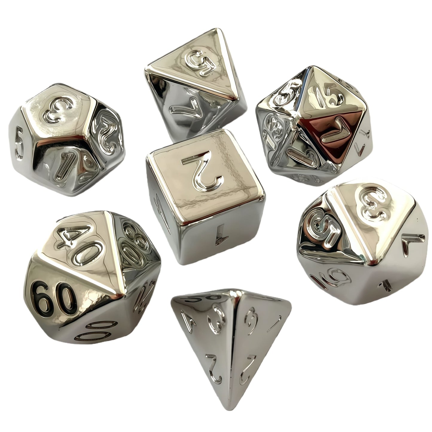 Acrylic Dice ‌Rainbow Electroplated Metallic Polyhedral DnD D&D Dice Set
