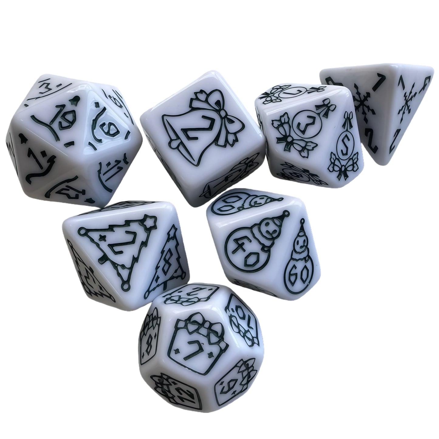 Acrylic Dice ‌Christmas Frosted White Polyhedral DnD D&D Dice Set
