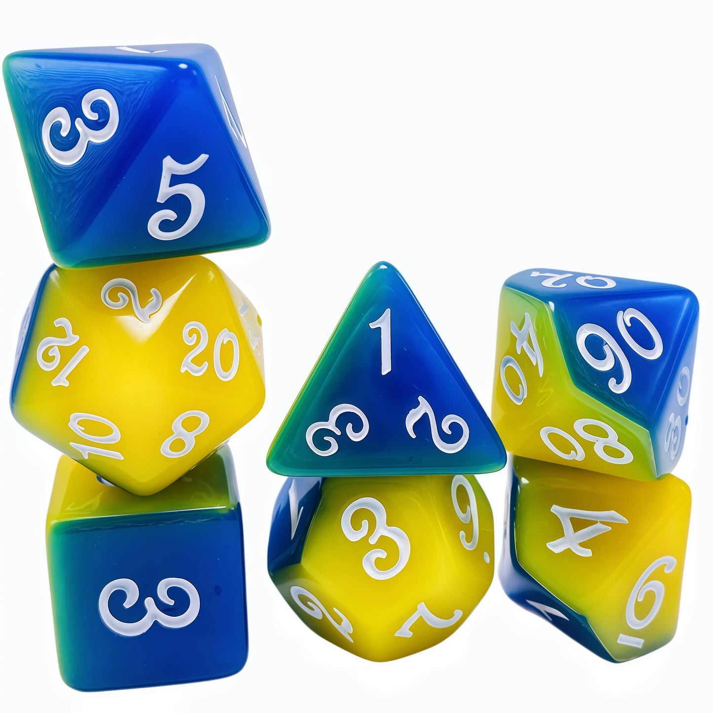 Acrylic Dice Duo-Tone Layered Polyhedral DnD D&D Dice Set