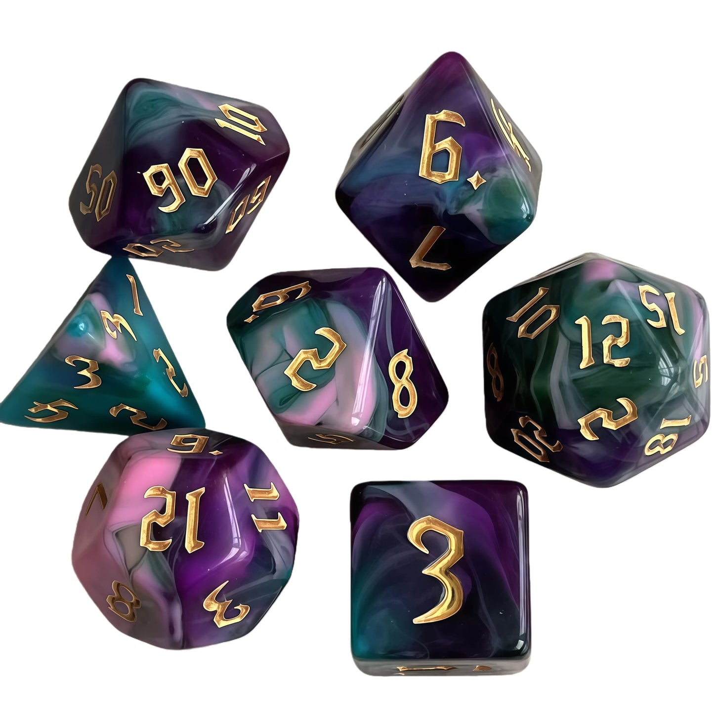Acrylic Dice Quad-Tone Polyhedral DnD D&D Dice Set