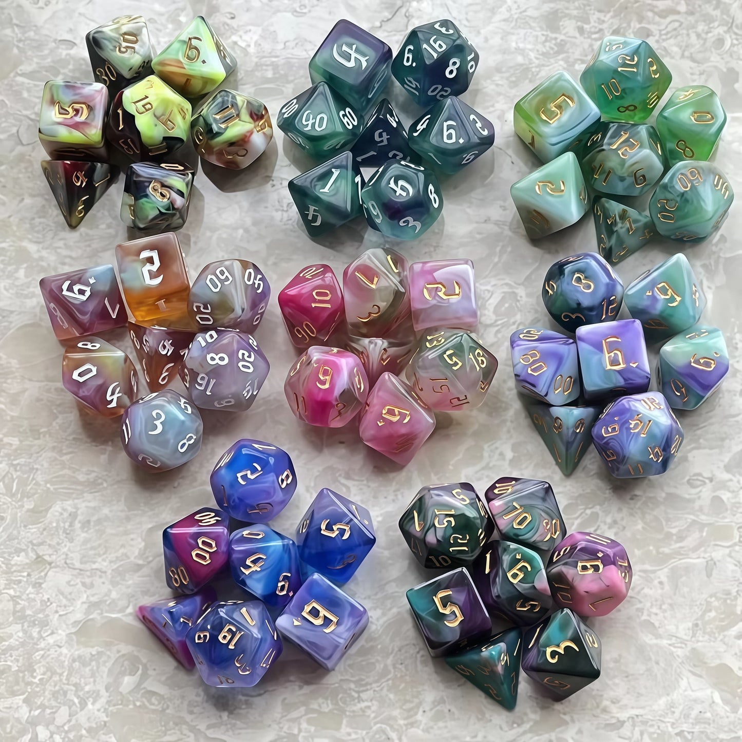 Acrylic Dice Quad-Tone Polyhedral DnD D&D Dice Set