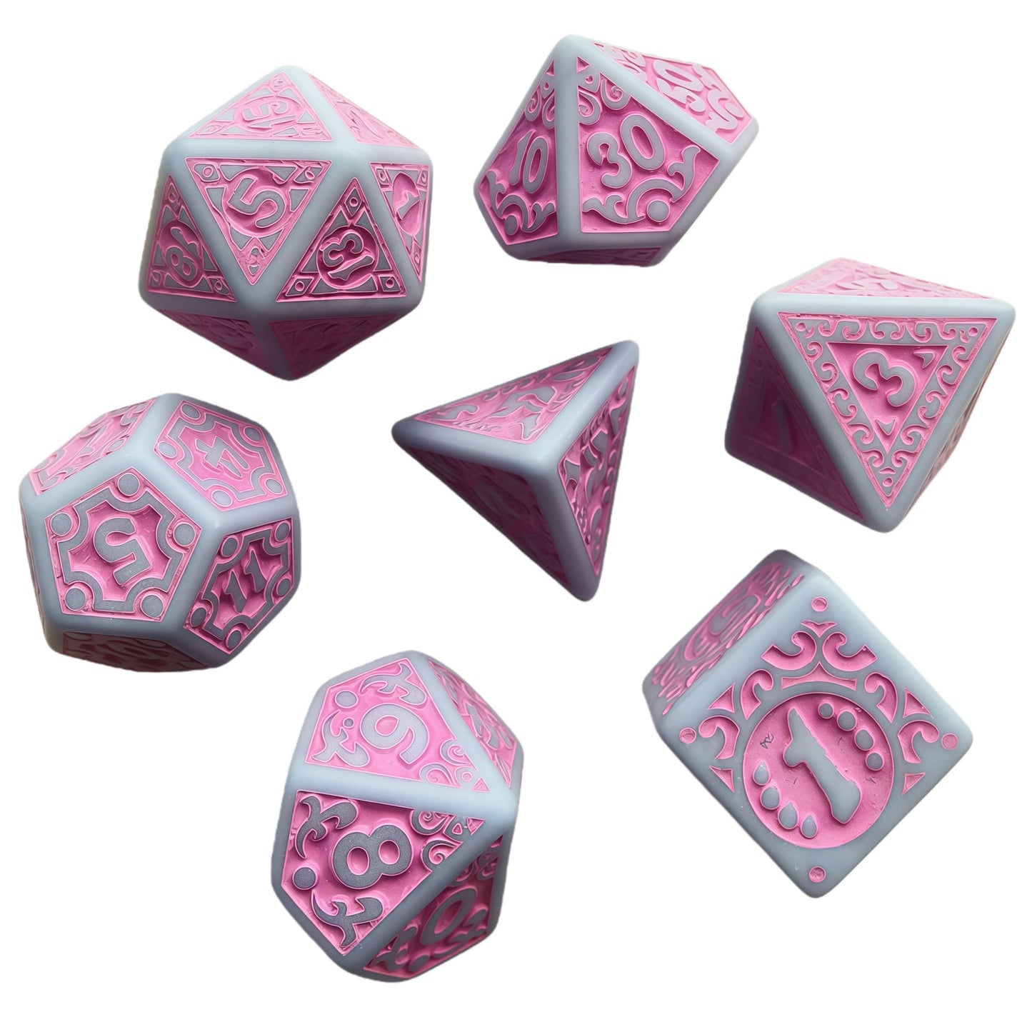 Acrylic Dice ‌Openwork Number Cutout Polyhedral DnD D&D Dice Set