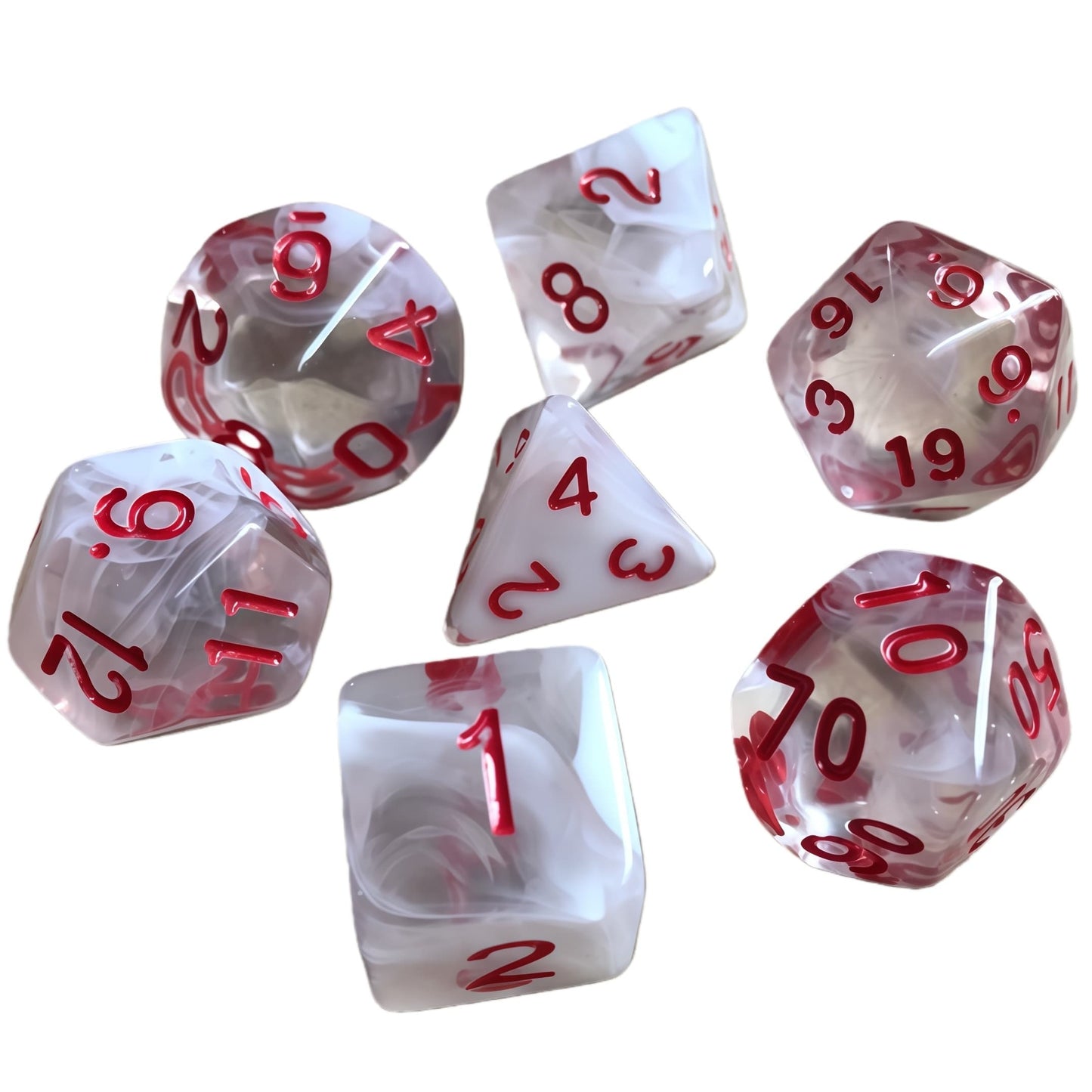 Acrylic Dice ‌Duo-Tone Crystal Wispy Polyhedral DnD D&D Dice Set