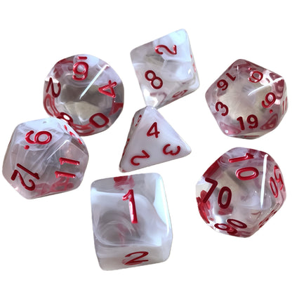 Acrylic Dice ‌Duo-Tone Crystal Wispy Polyhedral DnD D&D Dice Set