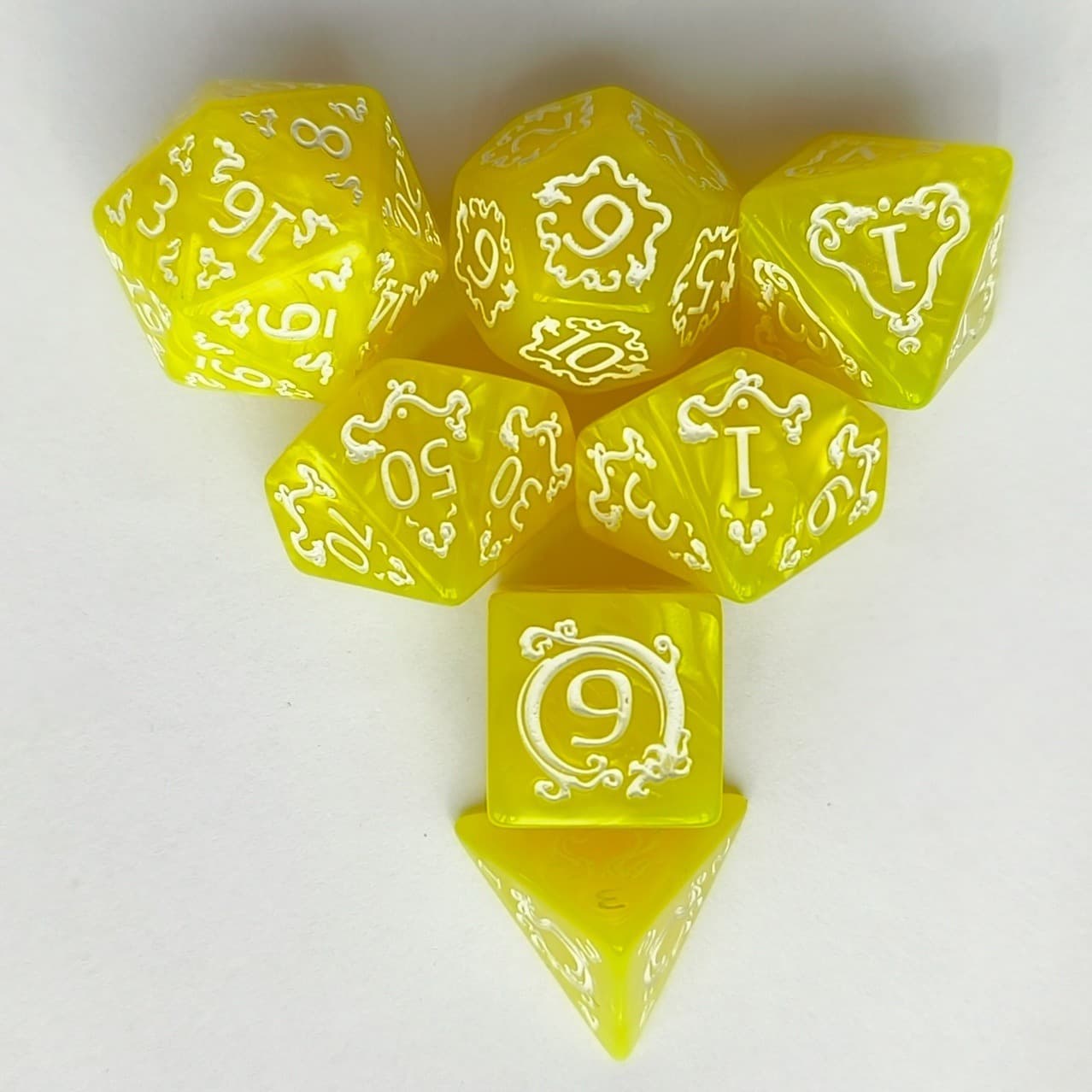 Acrylic Dice Dragon Scale Zodiac Polyhedral DnD D&D Dice Set