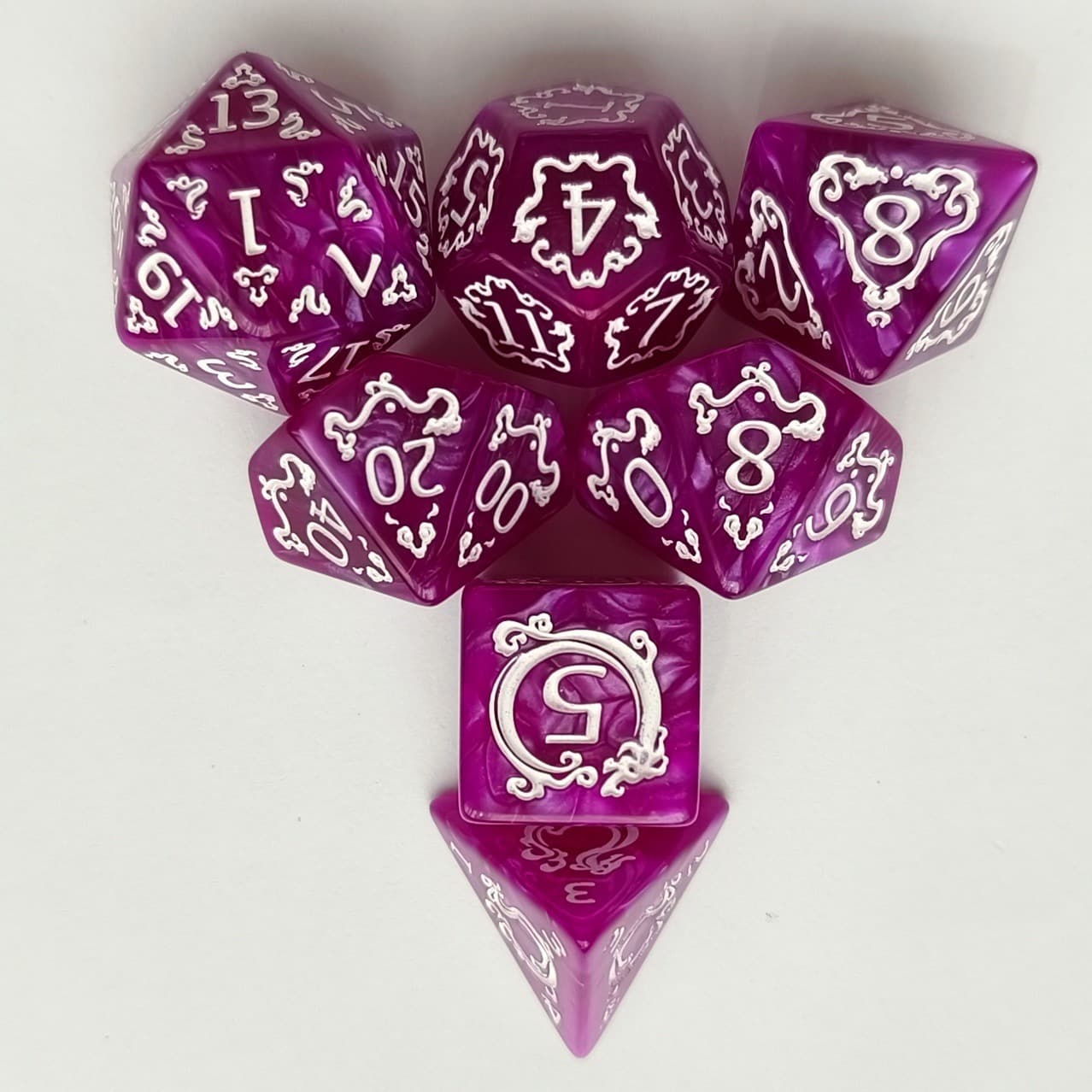 Acrylic Dice Dragon Scale Zodiac Polyhedral DnD D&D Dice Set