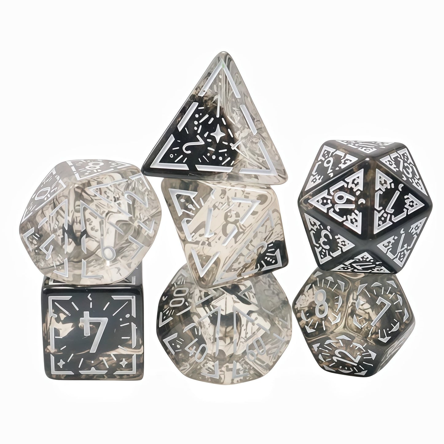 Acrylic Dice ‌Antique Openwork Colorful Polyhedral  DnD D&D Dice Set