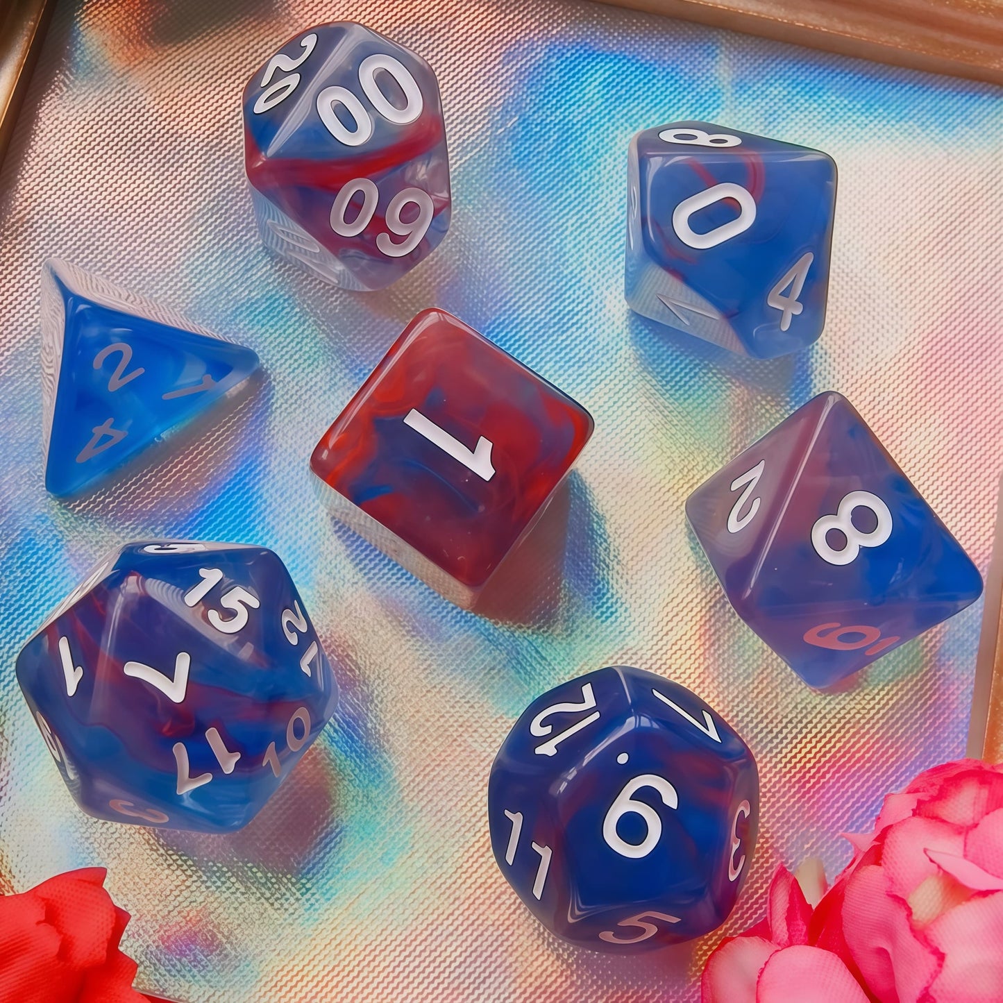 Acrylic Dice ‌Colorful Filigree Polyhedral DnD D&D Dice Set