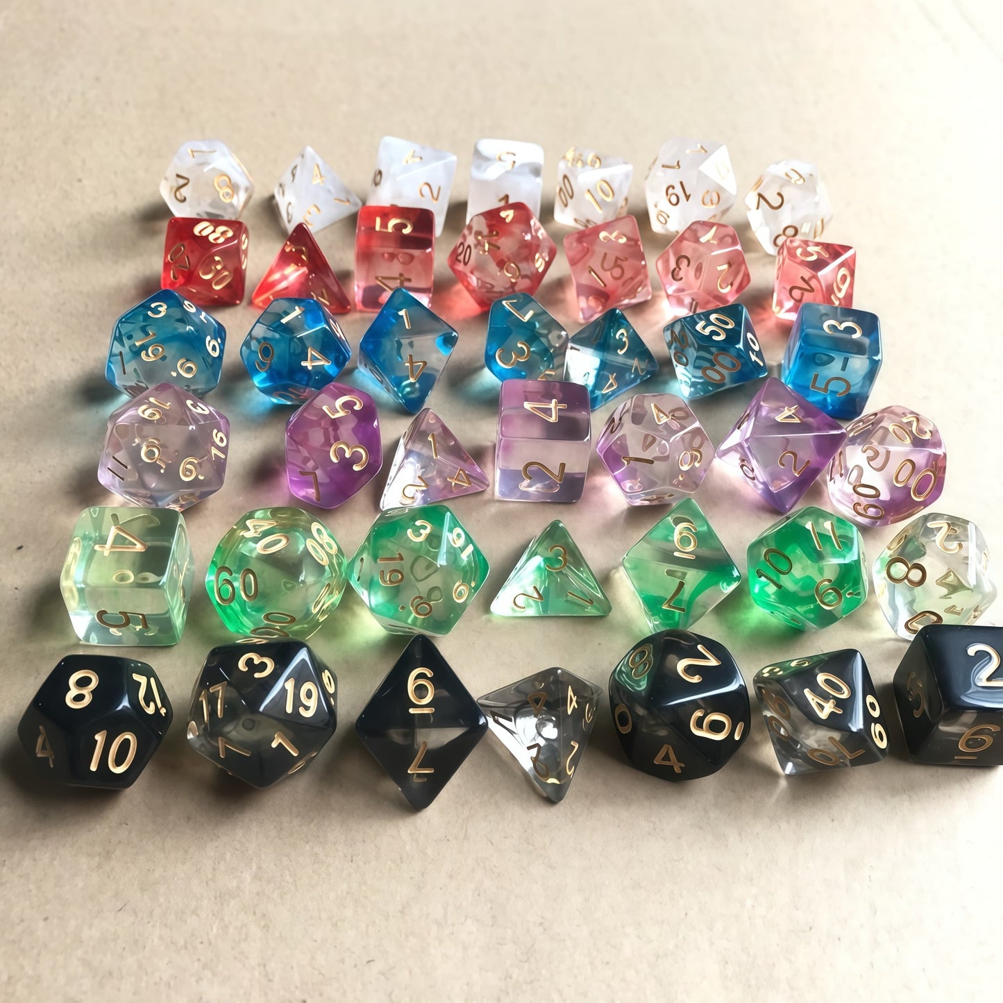 Acrylic Dice New Duo-Tone Crystal Polyhedral DnD D&D Dice Set