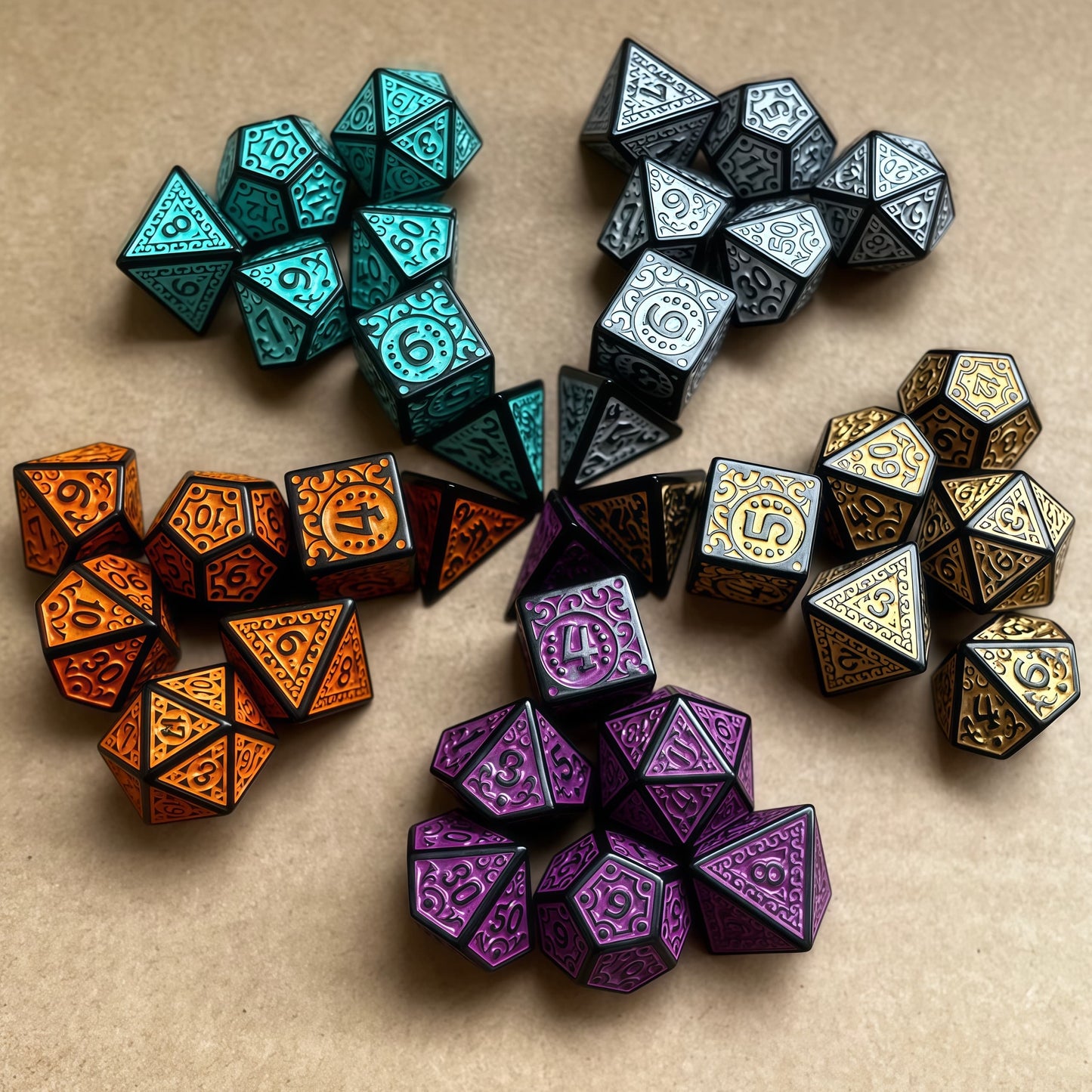 Acrylic Dice ‌New Retro Openwork Polyhedral DnD D&D Dice Set