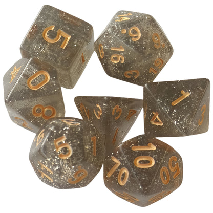 Acrylic Dice Verdant Camo Speckled Polyhedral DnD D&D Dice Set