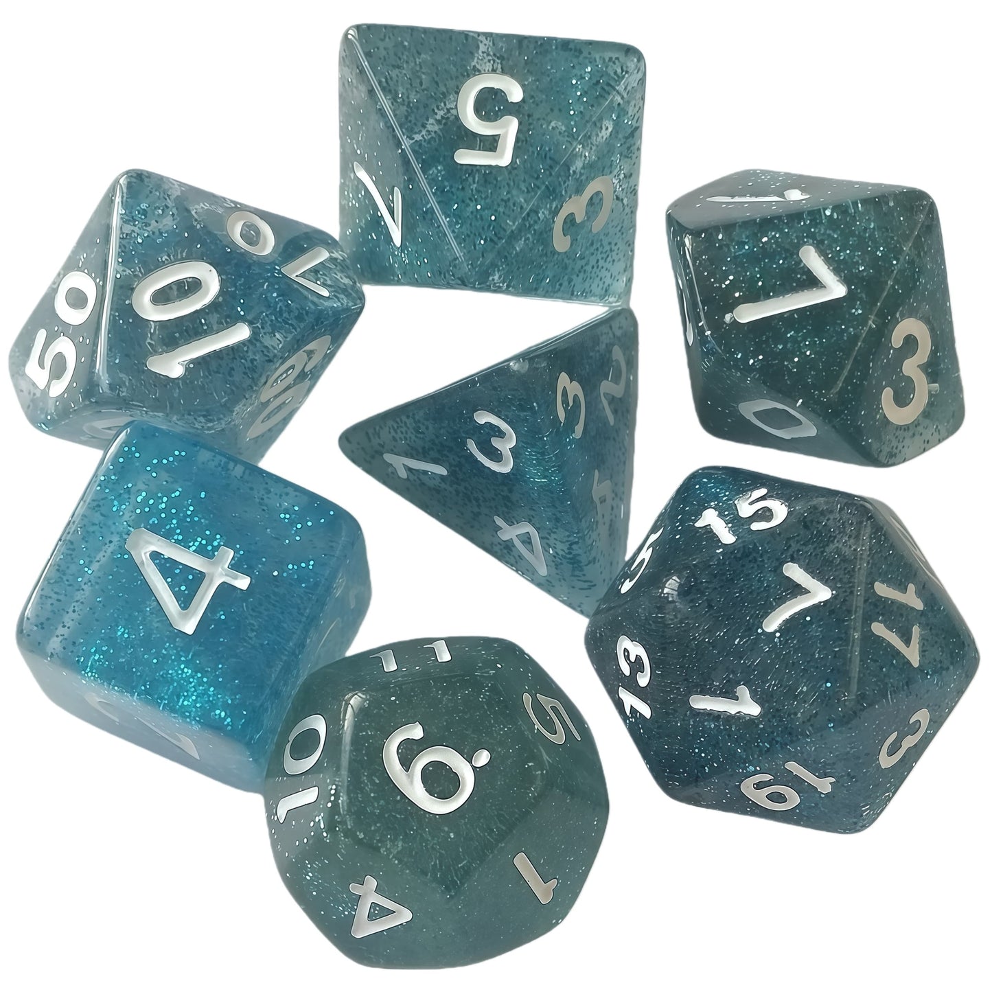 Acrylic Dice Verdant Camo Speckled Polyhedral DnD D&D Dice Set