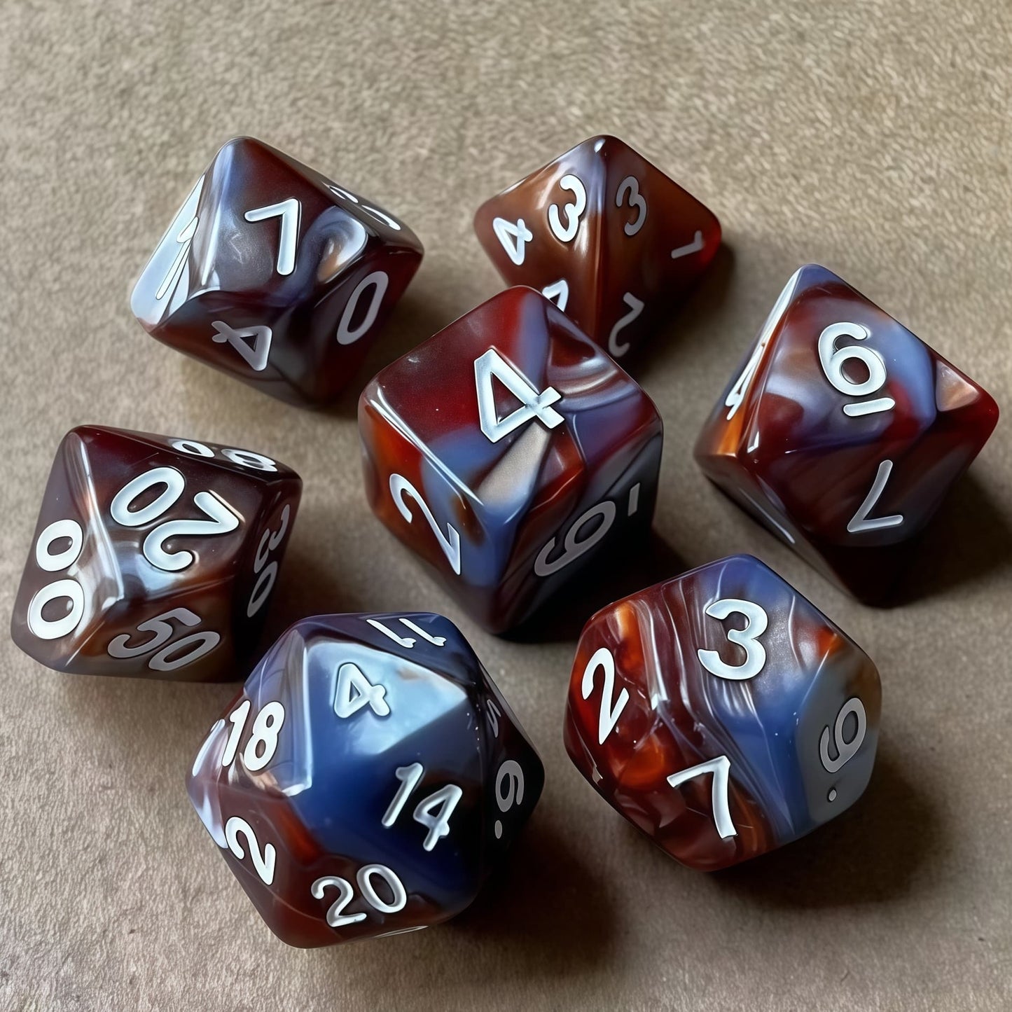 Acrylic Dice ‌Duo-Tone Polyhedral DnD D&D Dice Set