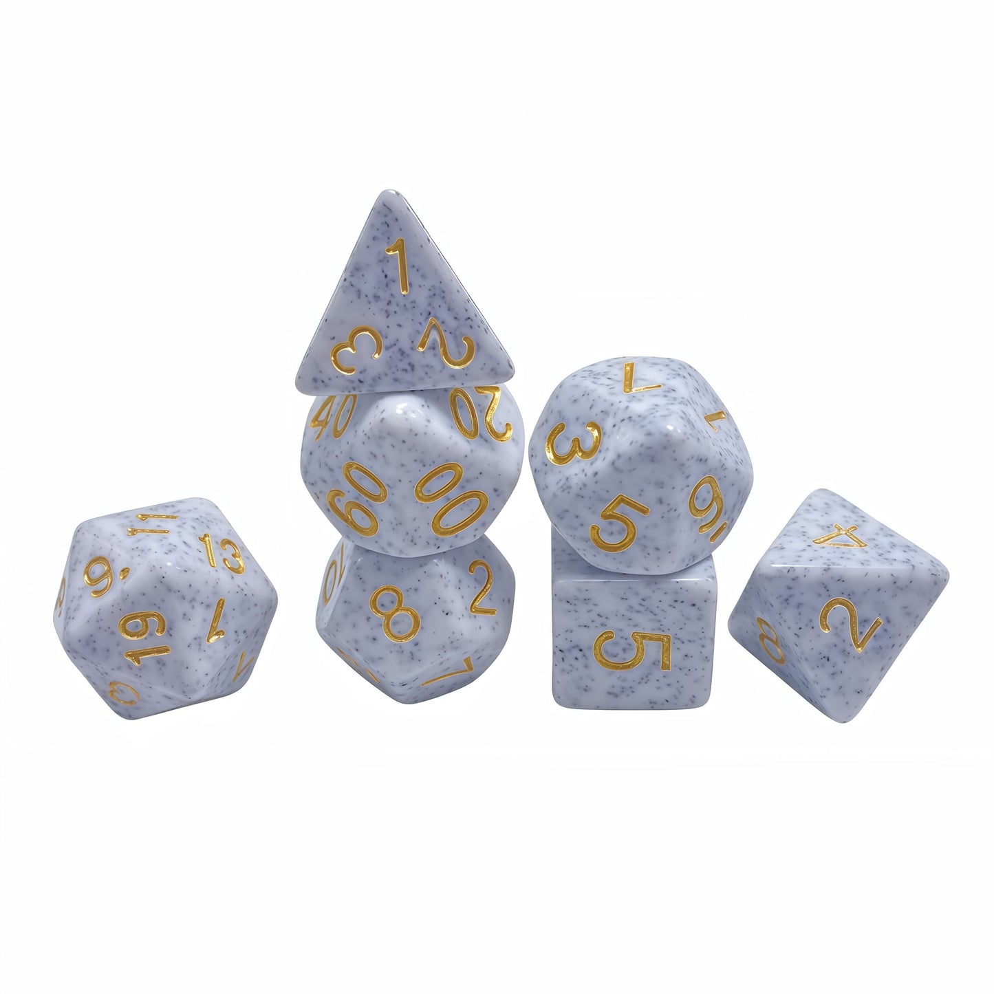 ‌Acrylic Dice Speckled Polyhedral DnD D&D Dice Set