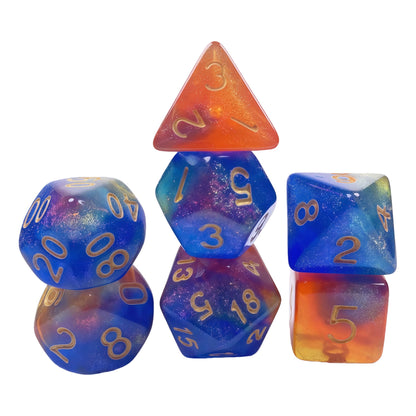 Acrylic Dice Galaxy Tri-Color Shift Chameleon Polyhedral DnD D&D Dice Set