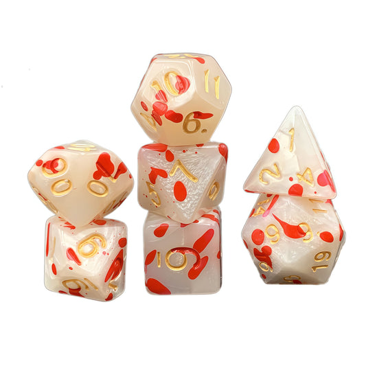 Acrylic Dice Pearl Black Pearl Blood Splatter Polyhedral Pearl Black Pearl Blood Splatter Polyhedral