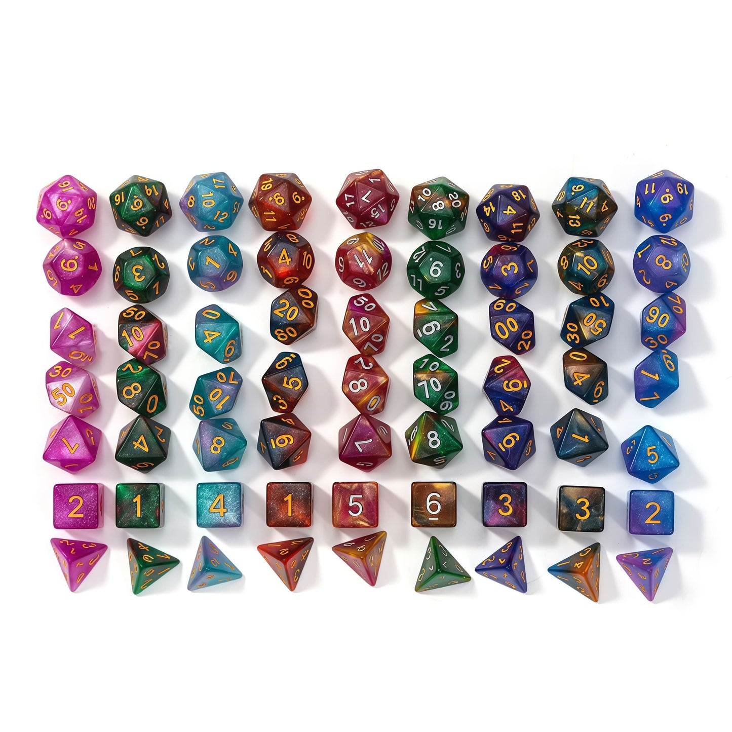 Acrylic Dice Galaxy Duo-Tone Polyhedral DnD D&D Dice Set