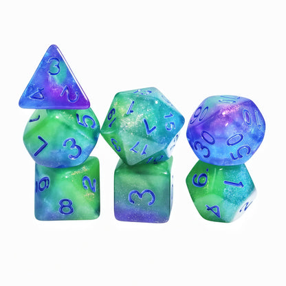Acrylic Dice ‌Glow Galaxy Tri-Shift Chameleon Polyhedral DnD D&D Dice Set