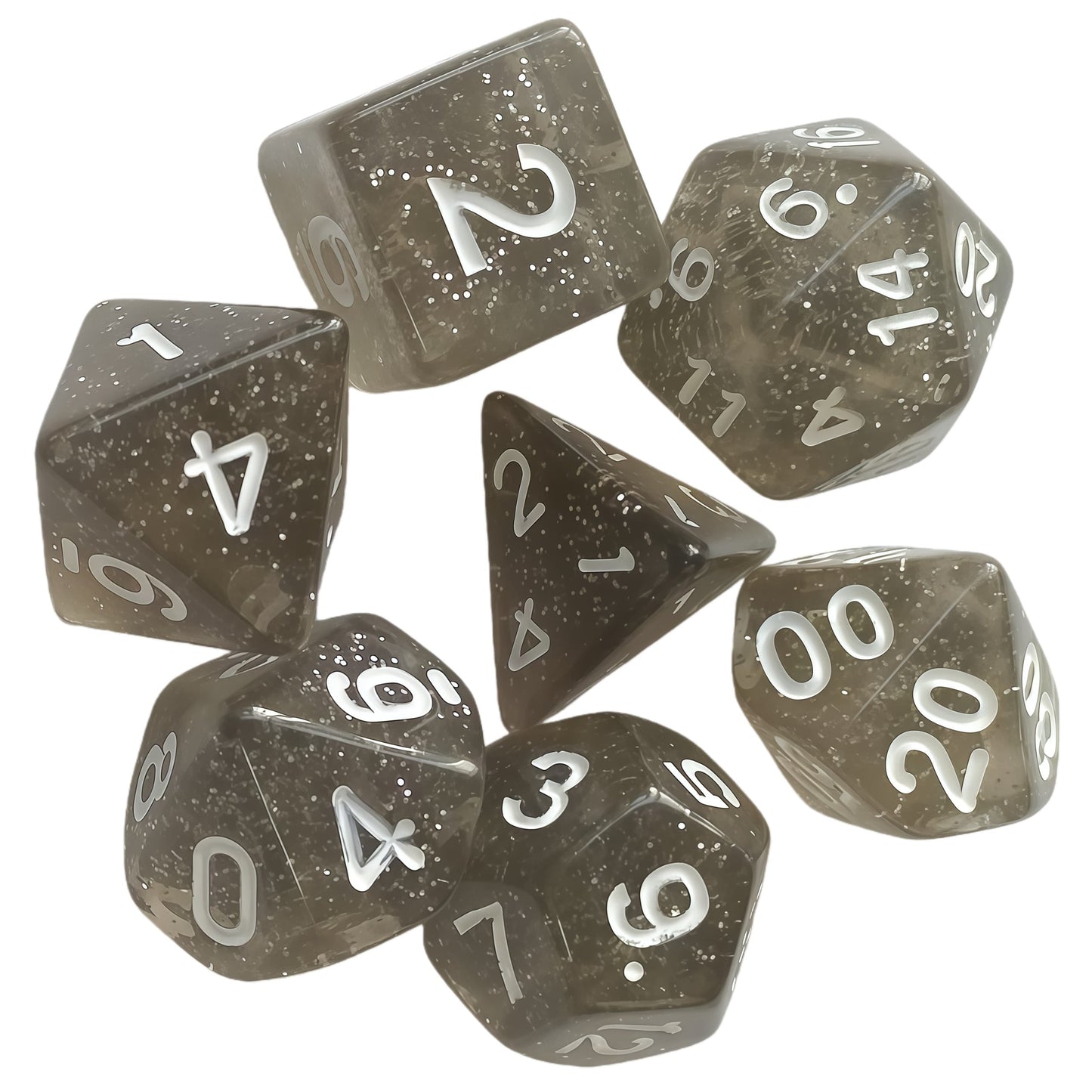 Acrylic Dice Verdant Camo Speckled Polyhedral DnD D&D Dice Set