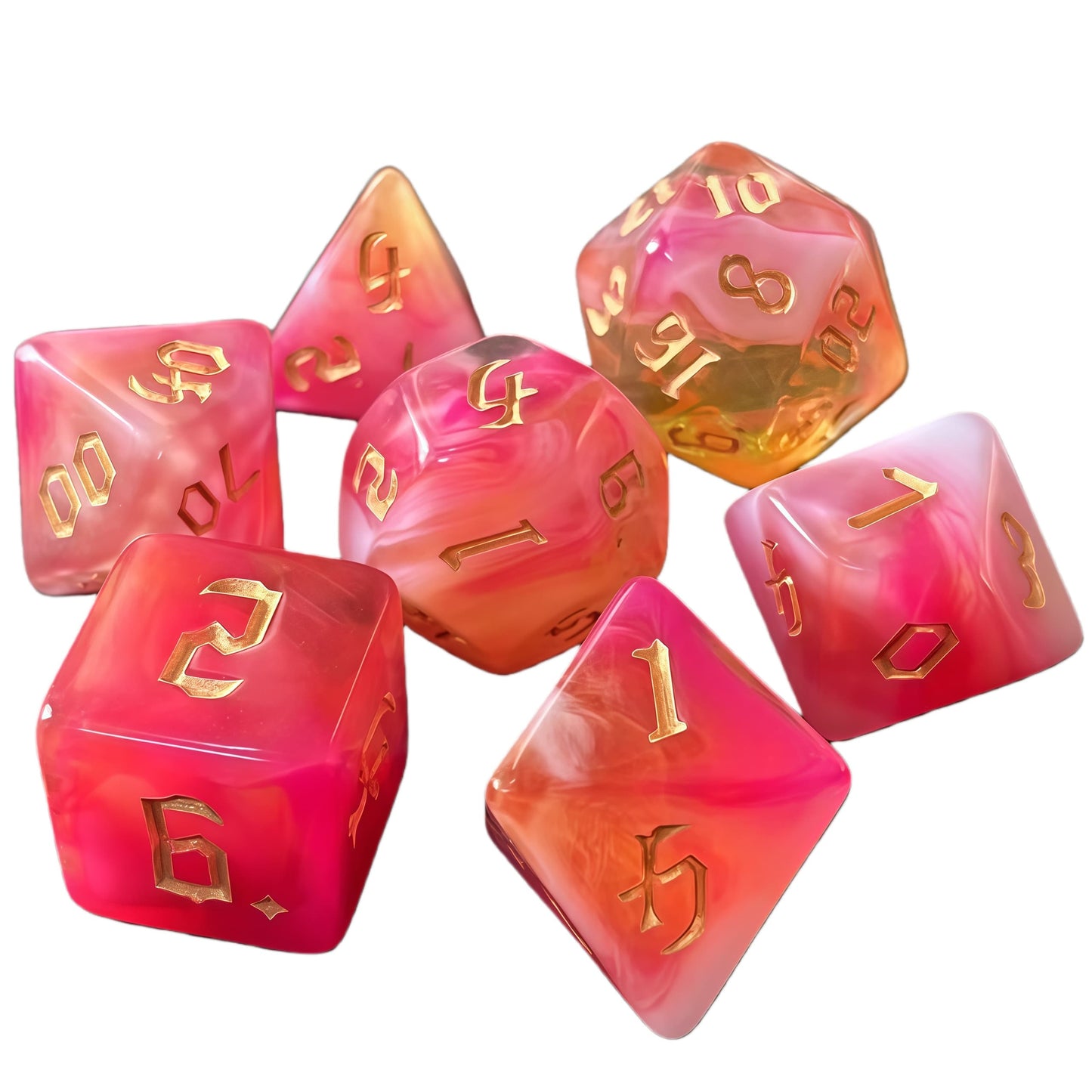 Acrylic Dice New Quad-Tone Polyhedral DnD D&D Dice Set