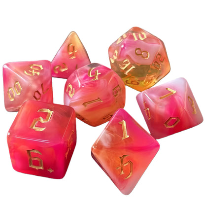 Acrylic Dice New Quad-Tone Polyhedral DnD D&D Dice Set
