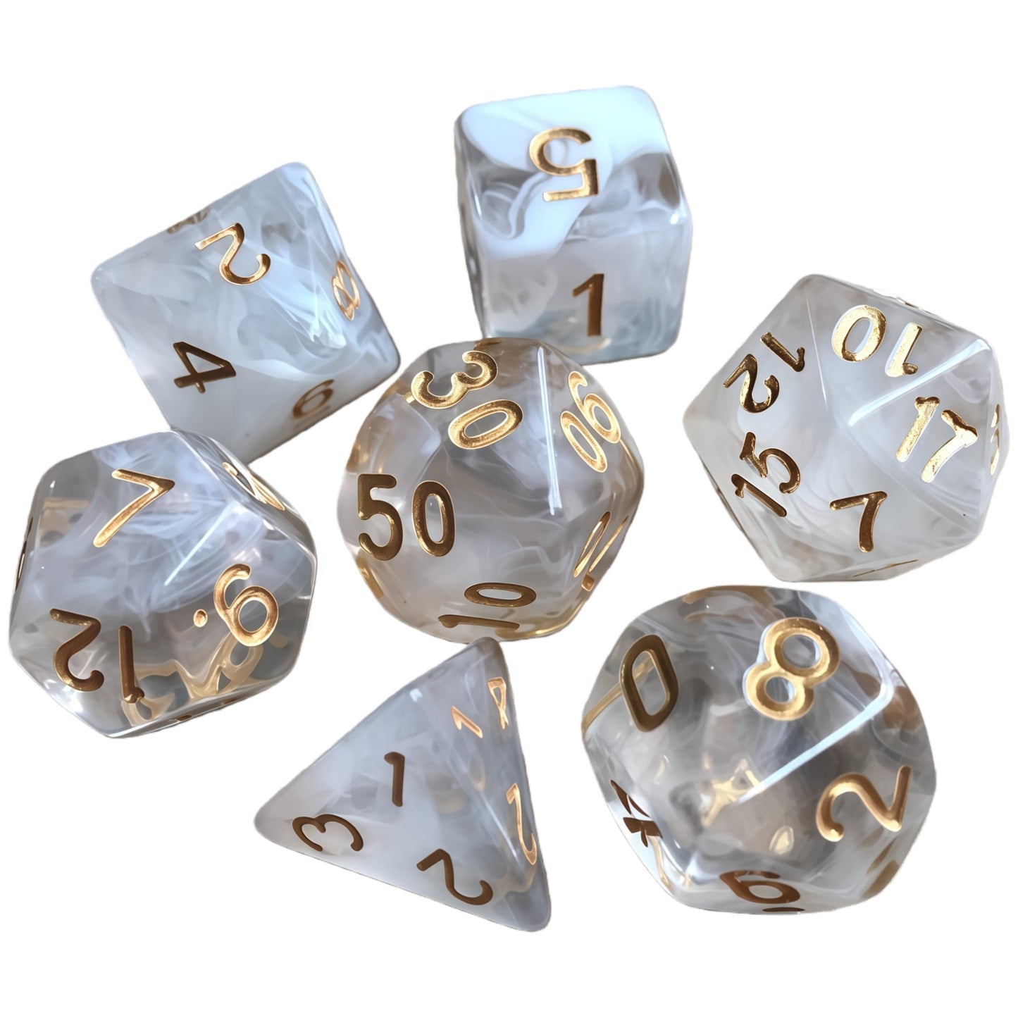 Acrylic Dice New Duo-Tone Crystal Polyhedral DnD D&D Dice Set