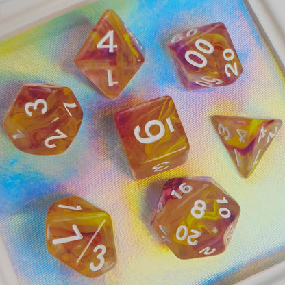 Acrylic Dice ‌Colorful Filigree Polyhedral DnD D&D Dice Set