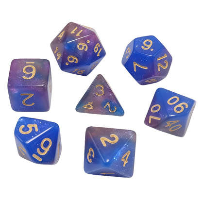 Acrylic Dice Galaxy Tri-Shift Chameleon Glitter Polyhedral DnD D&D Dice Set