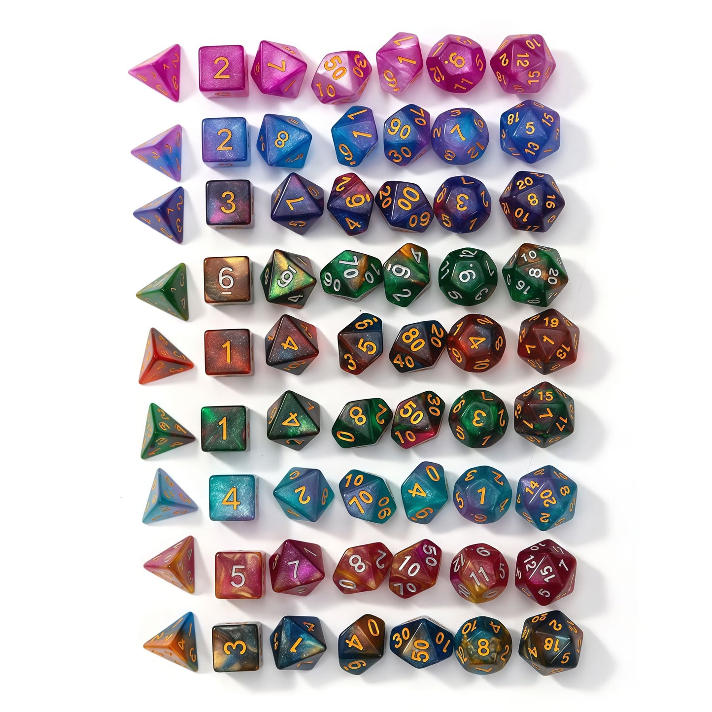 Acrylic Dice Galaxy Duo-Tone Polyhedral DnD D&D Dice Set