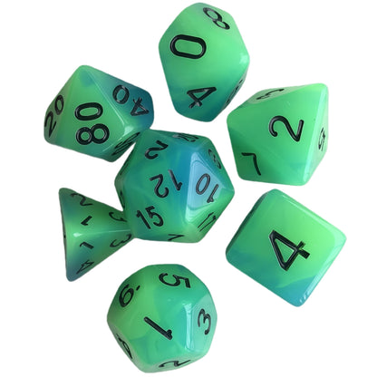 Acrylic Dice Duo-Tone Glow-in-the-Dark Polyhedral DnD D&D Dice Set