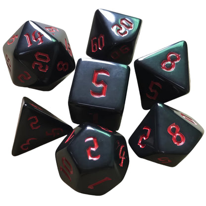 Acrylic Dice ‌Solid Black with Colorful Inked Polyhedral DnD D&D Dice Set