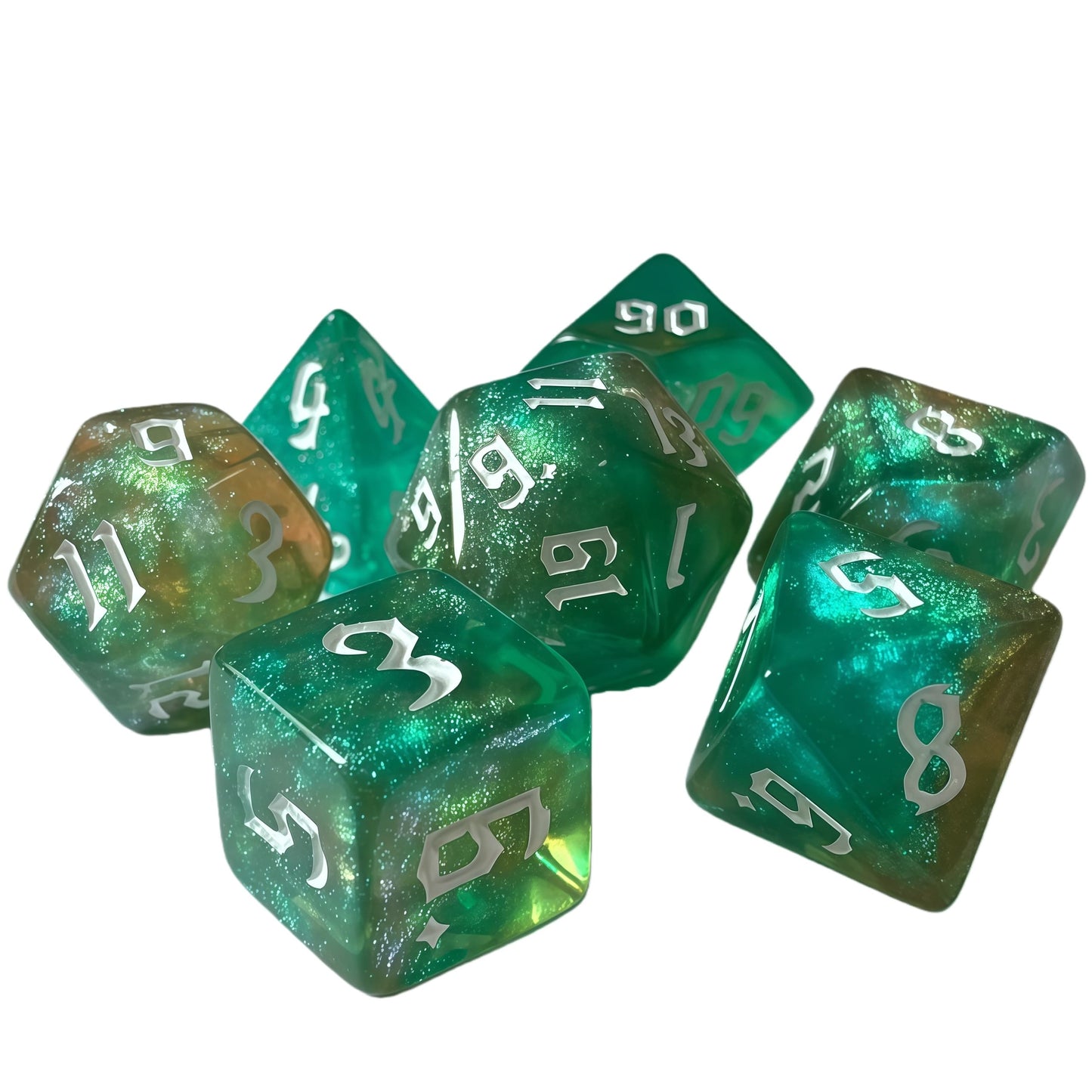 Acrylic Dice ‌New Duo-Shift Chameleon Polyhedral DnD D&D Dice Set
