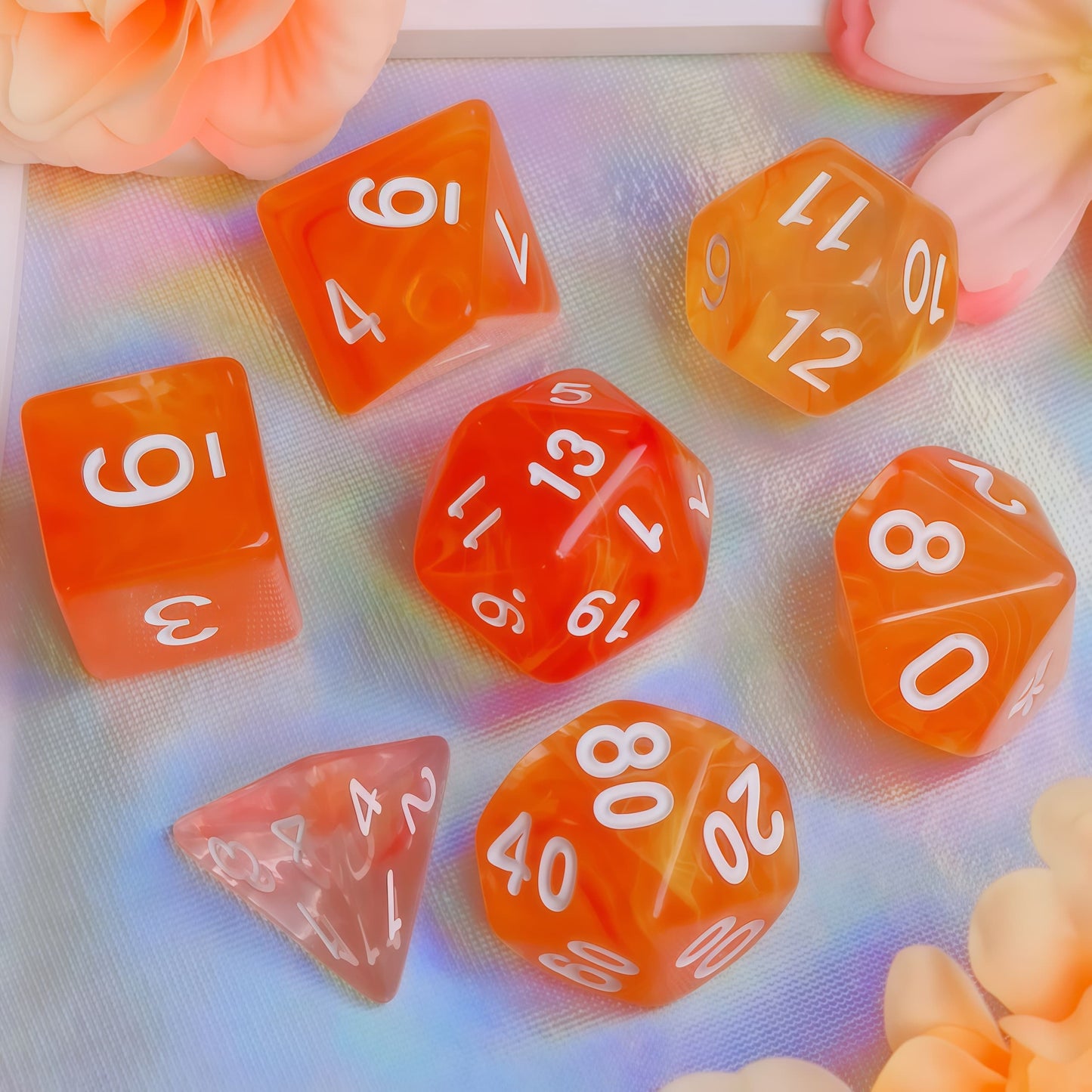 Acrylic Dice ‌Colorful Filigree Polyhedral DnD D&D Dice Set