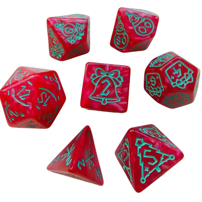 Acrylic Dice ‌‌Christmas Mother-of-Pearl Marbled Polyhedral DnD D&D Dice Set