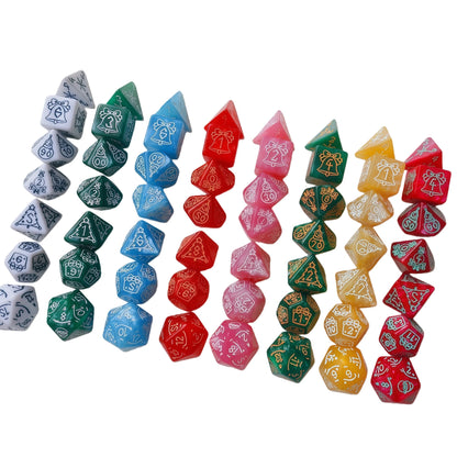 Acrylic Dice ‌‌Christmas Mother-of-Pearl Marbled Polyhedral DnD D&D Dice Set