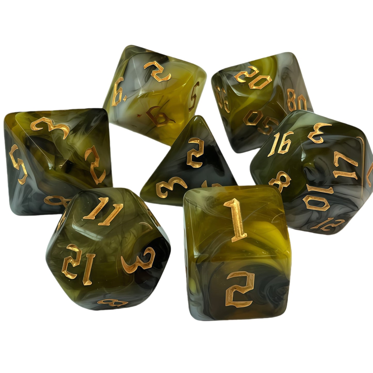 Acrylic Dice New Quad-Tone Polyhedral DnD D&D Dice Set