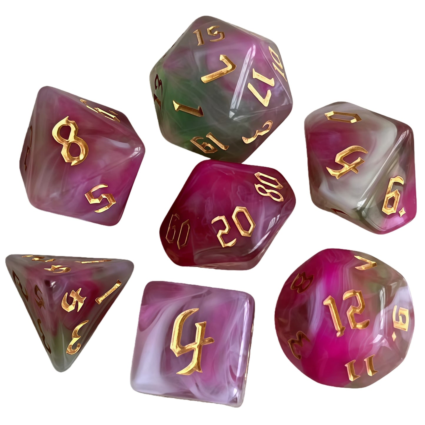 Acrylic Dice Quad-Tone Polyhedral DnD D&D Dice Set