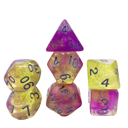 Acrylic Dice Galaxy Tri-Shift Chameleon Glitter Polyhedral DnD D&D Dice Set