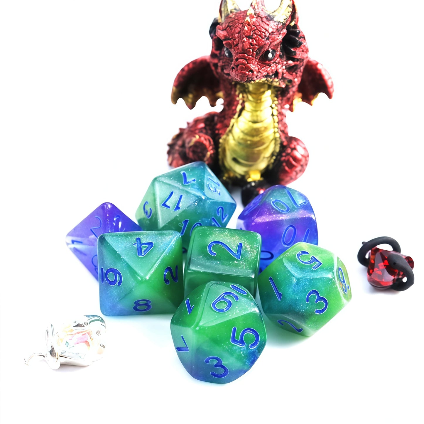 Acrylic Dice ‌Glow Galaxy Tri-Shift Chameleon Polyhedral DnD D&D Dice Set