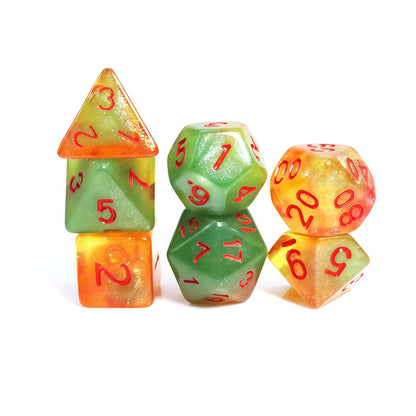 Acrylic Dice ‌Glow Galaxy Tri-Shift Chameleon Polyhedral DnD D&D Dice Set