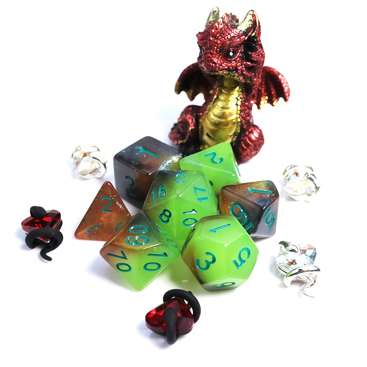 Acrylic Dice ‌Glow Galaxy Tri-Shift Chameleon Polyhedral DnD D&D Dice Set