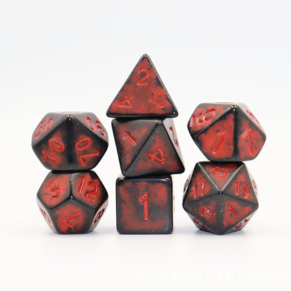 Acrylic Dice Antique Black Speckled Polyhedral DnD D&D Dice Set