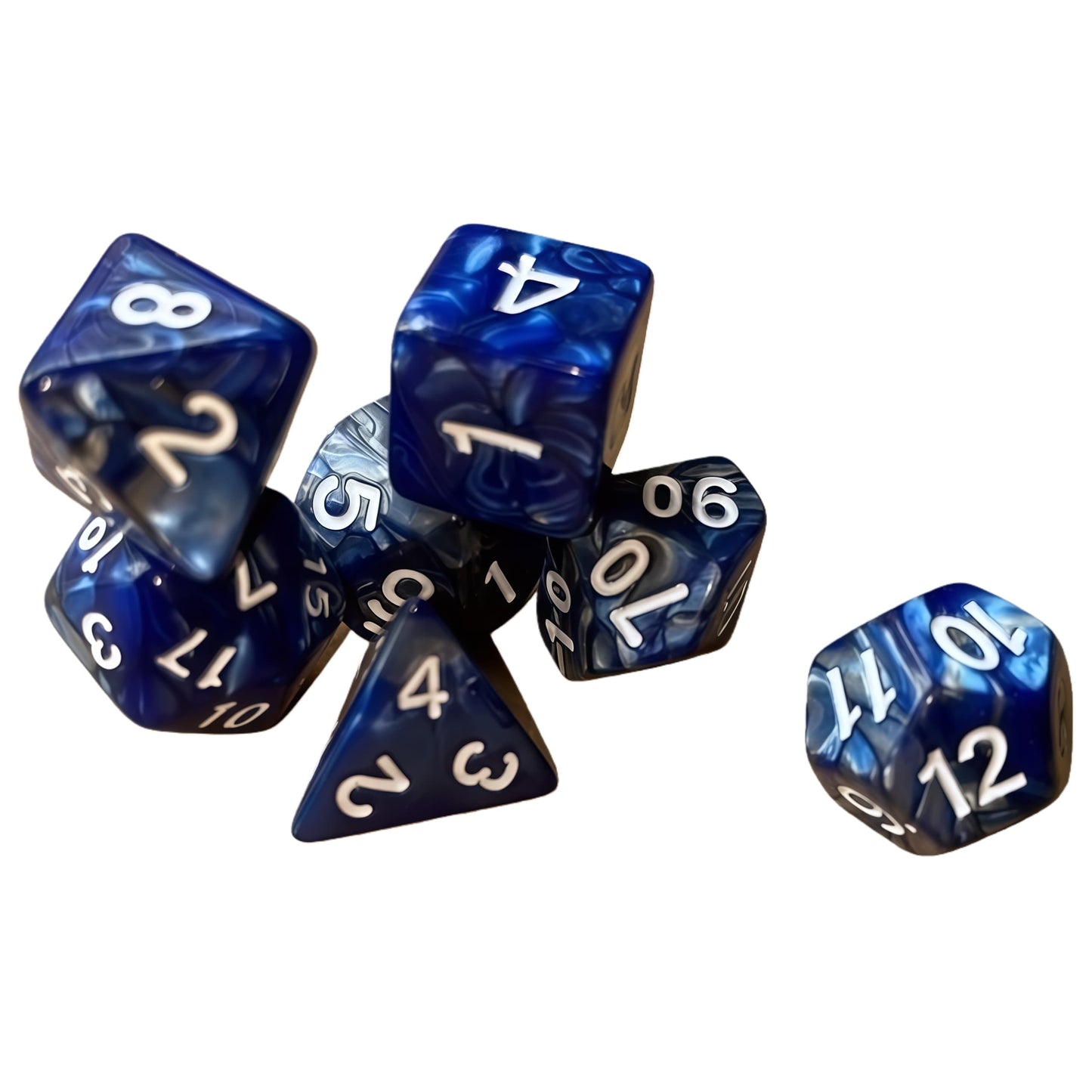 Acrylic Dice Duo-Tone Gold & Silver Polyhedral DnD D&D Dice Set