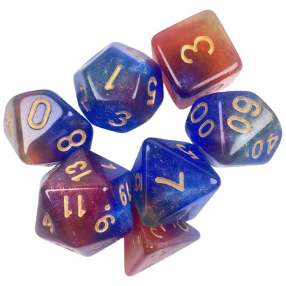 Acrylic Dice Galaxy Tri-Color Shift Chameleon Polyhedral DnD D&D Dice Set