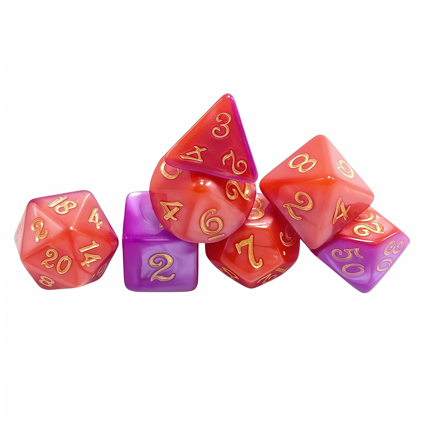Acrylic Dice Duo-Tone Layered Polyhedral DnD D&D Dice Set