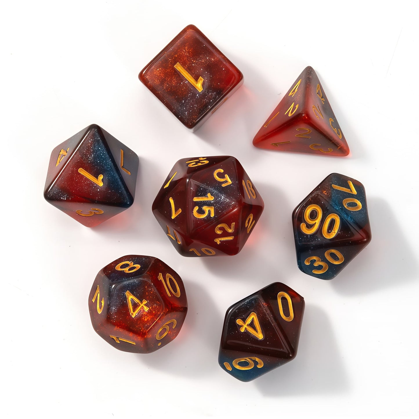 Acrylic Dice Galaxy Duo-Tone Polyhedral DnD D&D Dice Set