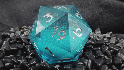 Resin Dice ‌35mm Resin Liquid Core D20 with Glitter‌ DnD D&D Dice Set